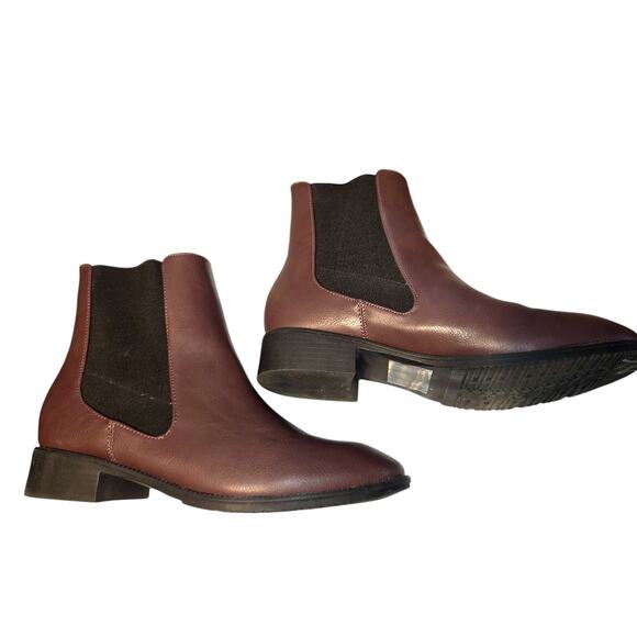 Unilady 8 Brown Women's Chelsea Ankle Boots 1 Inch High Heel  Shoes - Picture 4 of 7